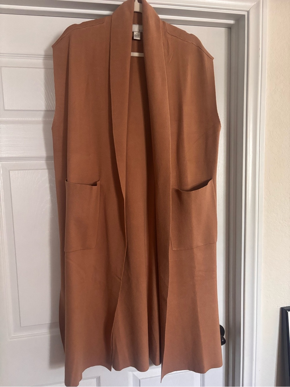 Sleeveless Open-Front Long Cardigan Duster
